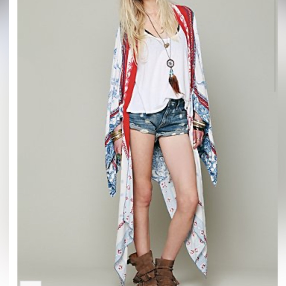 Free People Red and Blue Swim Coverup